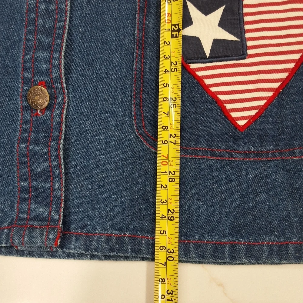 ✨2/$25 Natural Impressions~Women VTG Denim Barncoat~Chore Jacket~Patriotic~MED - Picture 7 of 8